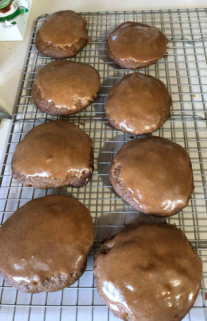 Frosted chocolate drop cookies