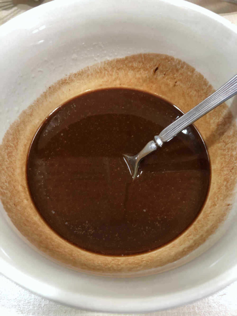 Melted butter and chocolate for drop cookies