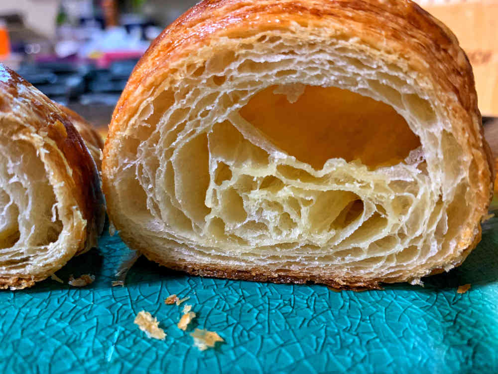cross-section of a baked croissant