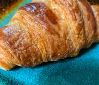 close up of baked croissant