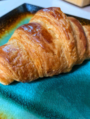 close up of baked croissant